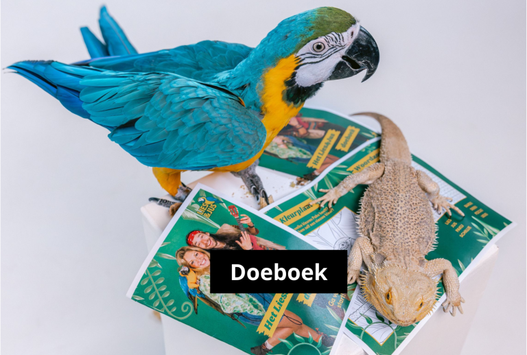Paku de papegaai en Baardje de baardagaam op het doeboek
